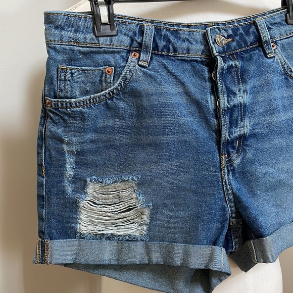 H&M Shorts Hm Divided Button Fly High Waist Cuffed Denim Shorts